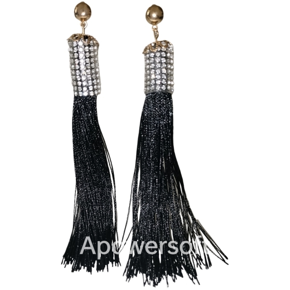 Black fringe tassel earrings